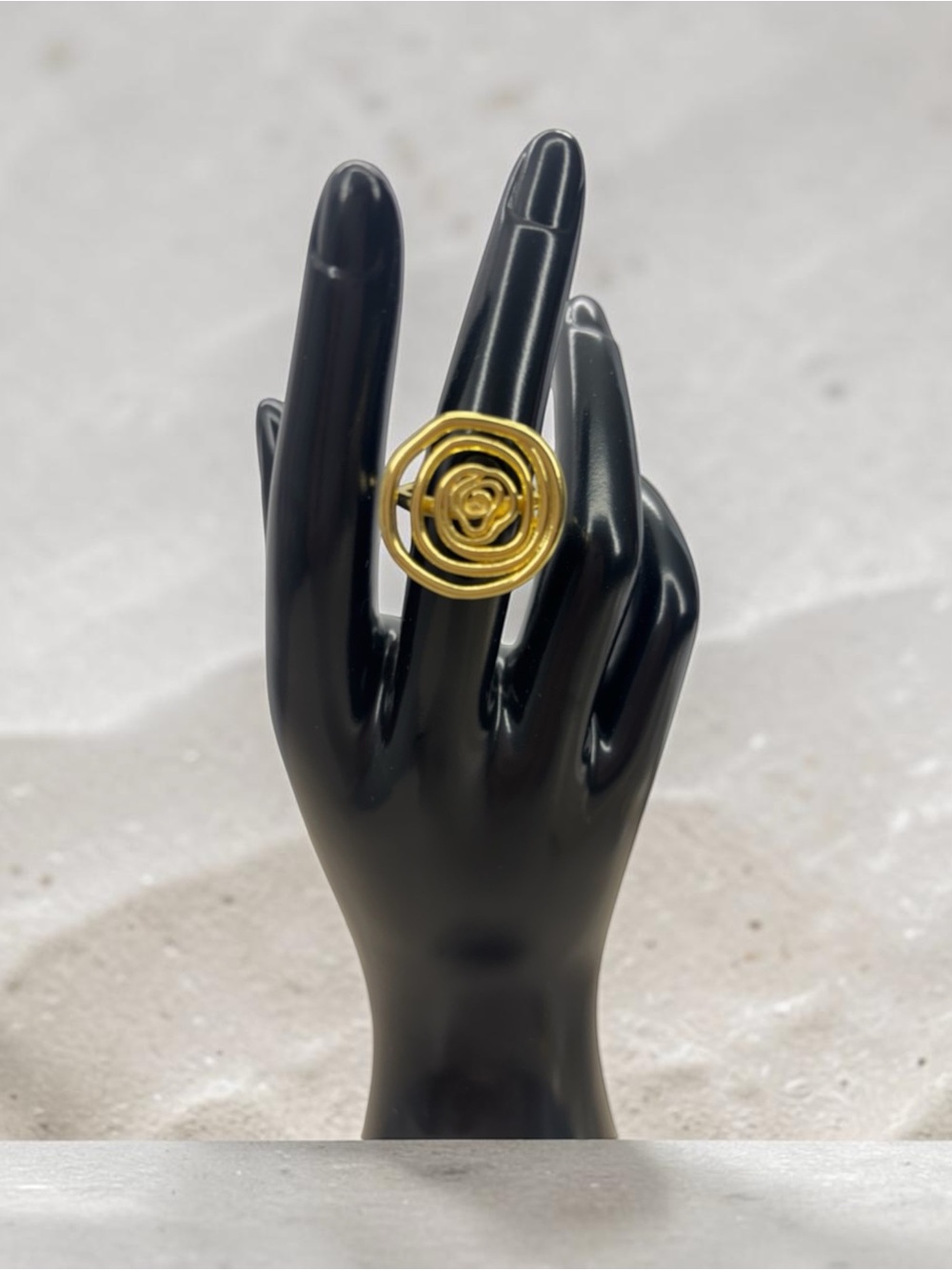 Gold Spiral Openwork Ring for Women